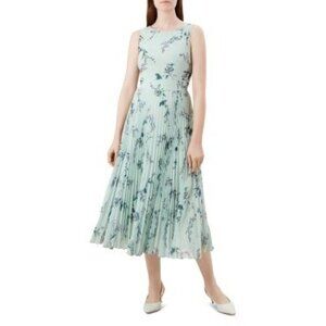 Hobbs London Celeste Floral Pleated Dress Mint Green 4